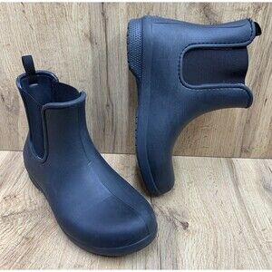 CROCS Freesail Chelsea Dual Comfort Black Rain Boots Waterproof Women's Size 8